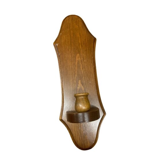 Vintage Wooden Wall Sconce Candleholder 15" Tall - Picture 1 of 6